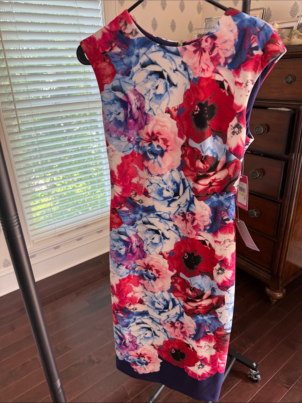 Vince Camuto Red, Blue & Pink Floral Sheath Dress